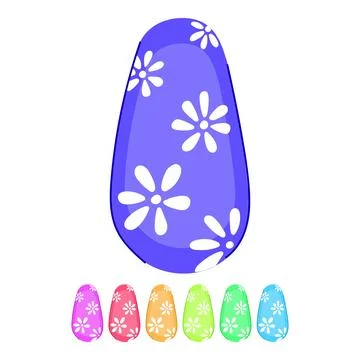 Decorative nail art design featuring white floral pattern graphic Stock Illustration