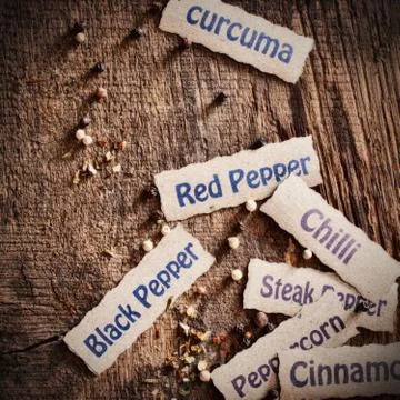Decorative name labels for spices Stock Photos