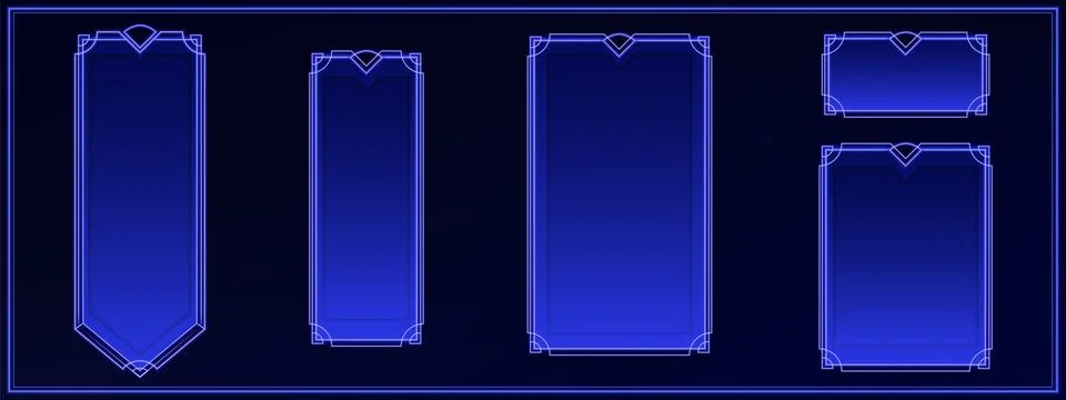 Decorative neon frames with deco lines Stock Illustration