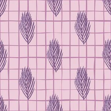 Decorative new year seamless pattern with purple fir simple branches shapes.  스톡 일러스트
