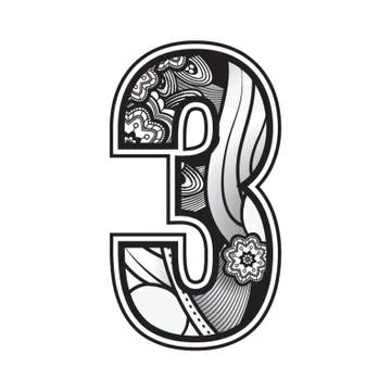 Decorative Number 3 Stock Illustration