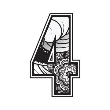 Decorative Number 4 Stock Illustration