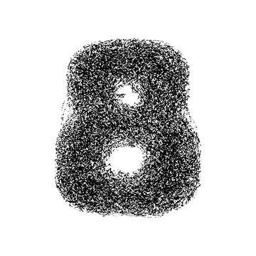 Decorative number 8 made of particles isolated on white background. Vector il Stock Illustration