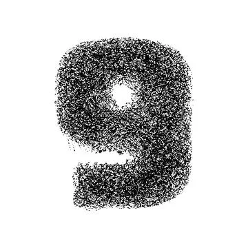 Decorative number 9 made of particles isolated on white background. Vector il Stock Illustration