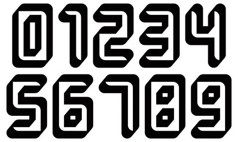 Decorative numbers isolated on white background.Vector numerals. Stock Illustration