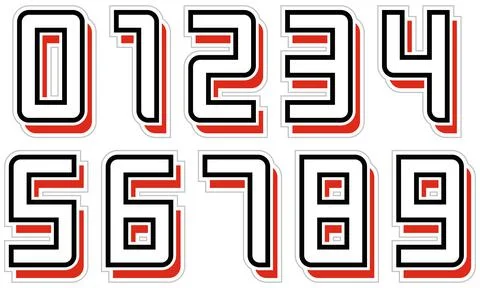 Decorative numbers isolated on white background.Vector numerals. Stock Illustration