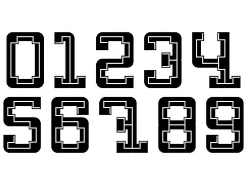 Decorative numbers isolated on white background.Vector numerals. Stock Illustration