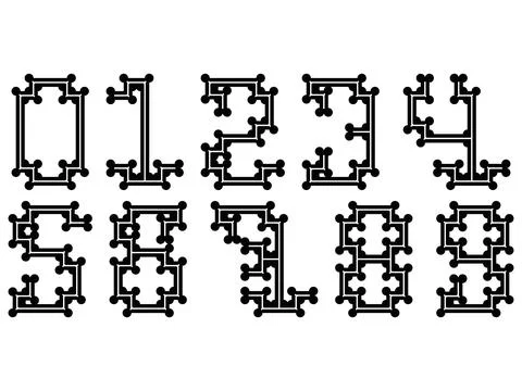 Decorative numbers isolated on white background.Vector numerals. Stock Illustration