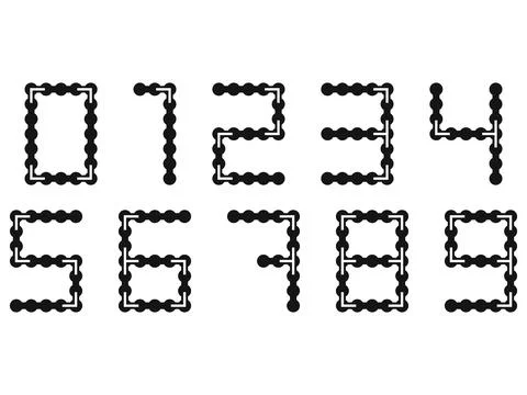 Decorative numbers isolated on white background.Vector numerals. Stock Illustration