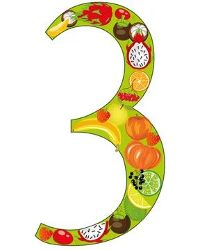Decorative numeral three from fruit and berries Stock Illustration
