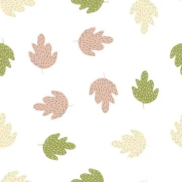 Decorative oak seamless pattern isolated on white background. Stock Illustration