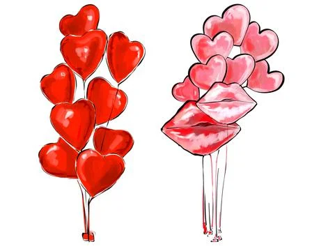Decorative objects for Saint Valentine’s day card Illustrazione stock