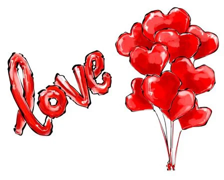 Decorative objects for Saint Valentine’s day card Stock Illustration