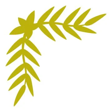 Decorative olive branch forming a corner with leaves and flower Stock Illustration