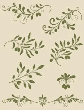 Decorative olive branch Stock Illustration