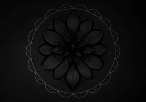 Decorative openwork golden round frame with abstract pattern on black backgro Stock Illustration