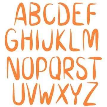 Decorative orange font.Vector alphabet. Stock Illustration