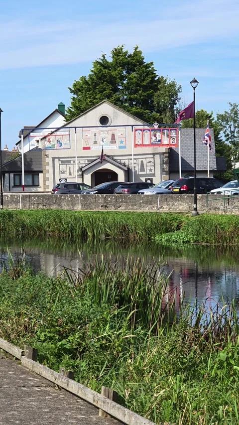 Decorative Orange Order Arch with River view Bushmills Northern Ireland Stock-Footage 315105597
