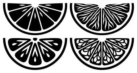 Decorative orange slice silhouette vector illustration with detailed segment Stock Illustration