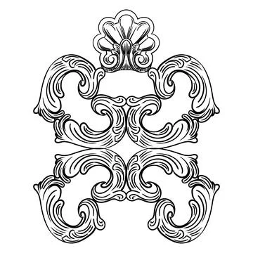 Decorative ornament engraving retro pattern baroque vector Ilustração Stock