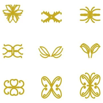 Decorative ornament shape icon set Stock Illustration