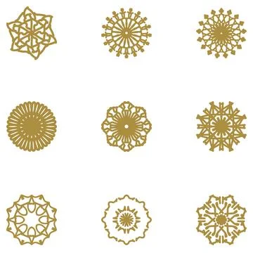 Decorative ornament shape icon set Stock Illustration