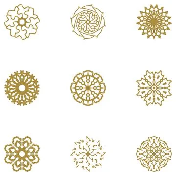 Decorative ornament shape icon set Stock Illustration