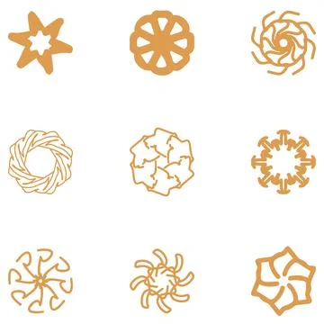 Decorative ornament shape icon set Stock Illustration