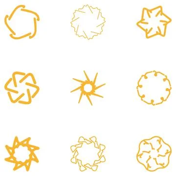 Decorative ornament shape icon set Stock Illustration