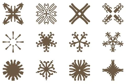 Decorative ornament shape icon set Stock Illustration