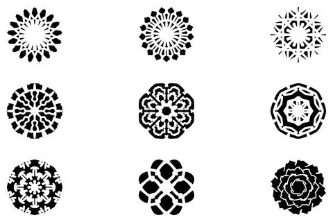 Decorative ornament shape icon set Stock Illustration