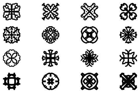 Decorative ornament shape icon set Stock Illustration