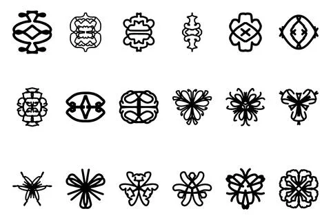Decorative ornament shape icon set Stock Illustration