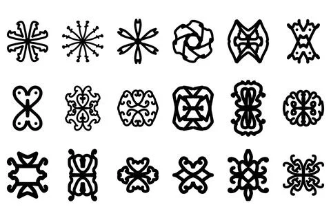 Decorative ornament shape icon set Stock Illustration