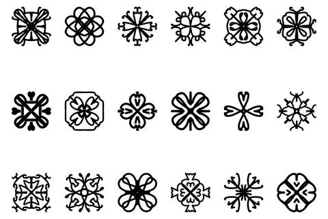 Decorative ornament shape icon set Stock Illustration
