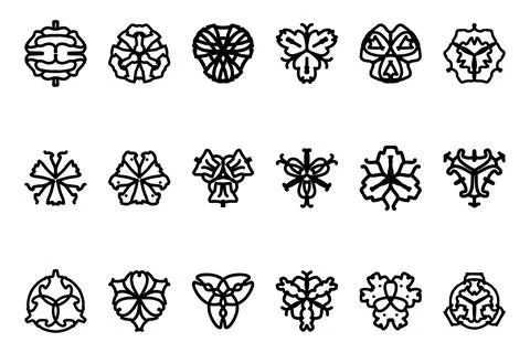 Decorative ornament shape icon set Stock Illustration