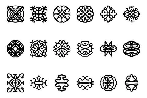 Decorative ornament shape icon set Stock Illustration