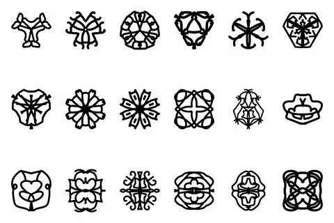 Decorative ornament shape icon set Stock Illustration