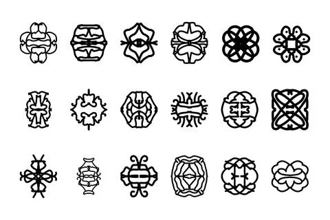 Decorative ornament shape icon set Stock Illustration
