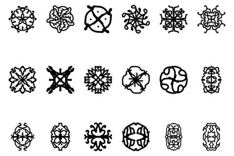 Decorative ornament shape icon set Stock Illustration