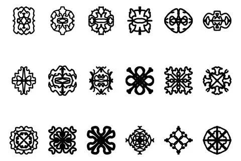 Decorative ornament shape icon set Stock Illustration