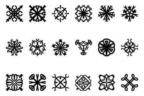 Decorative ornament shape icon set Stock Illustration