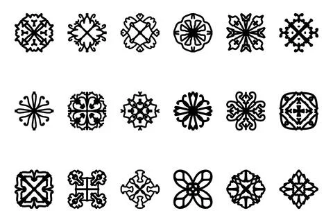 Decorative ornament shape icon set Stock Illustration