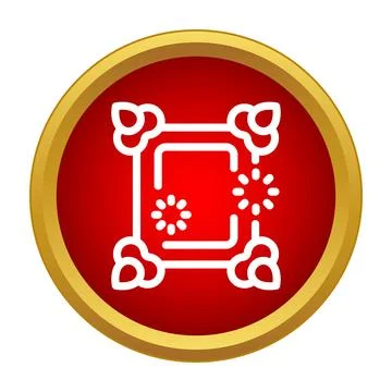 Decorative ornamental border frame icon in red circle Stock Illustration
