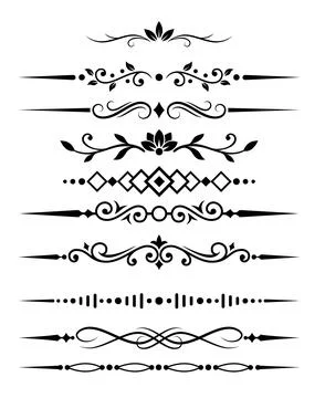 Decorative Ornamental Divider Collection Vector Set Stock Illustration
