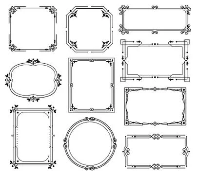 Decorative ornamental frames and borders. Floral calligraphy decoration with Stock Illustration