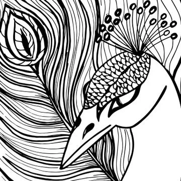Decorative ornamental peacock Stock Illustration