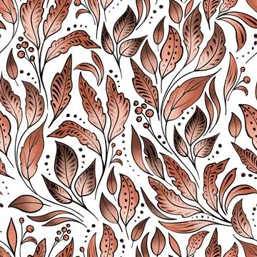 Decorative ornamental seamless pattern with leaves Stock Illustration
