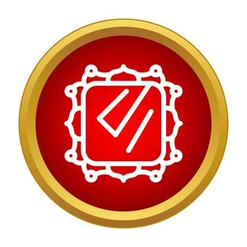 Decorative ornamented square mirror reflecting an object icon Stock Illustration