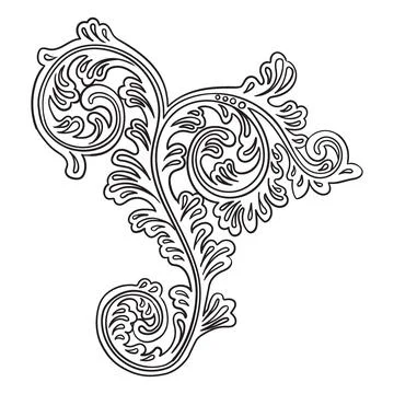 Decorative ornate leaf hand drawing design element vector illustration 스톡 일러스트